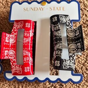 Sunday State Claw Hair Clip Bandana Clips NWT, Western, Boho, Cowgirl Accessory